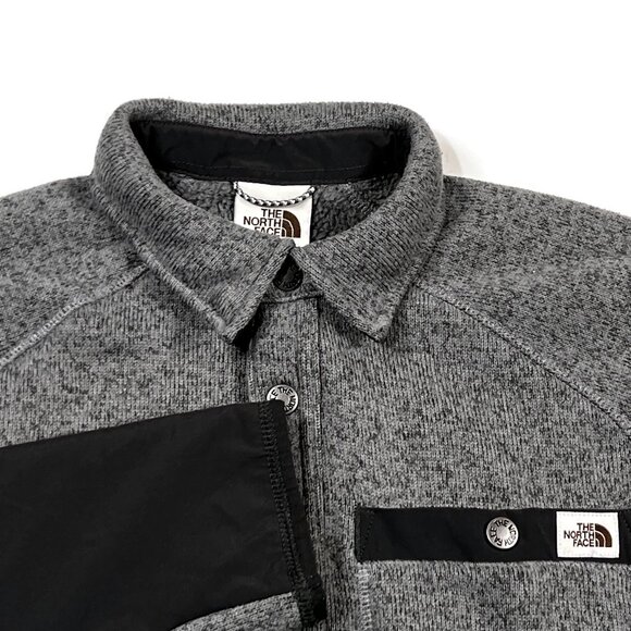 North Face Gordon Lyons Fleece Snap Button Shirt Jacket Mens Small Shacket Gray - Picture 10 of 13